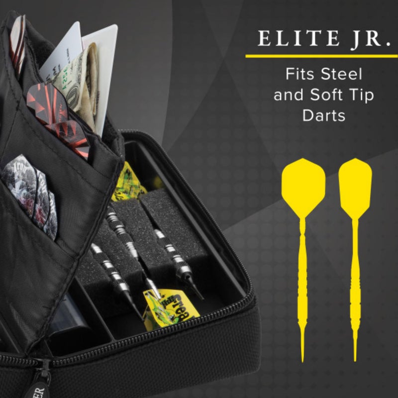 Casemaster Classic Nylon Dart Carrying Case for Steel and Soft Tip Darts, Holds 6 Darts Numerous Other Accessories via Generous Storage Pockets, Tubes and Boxes, Black - Image 3